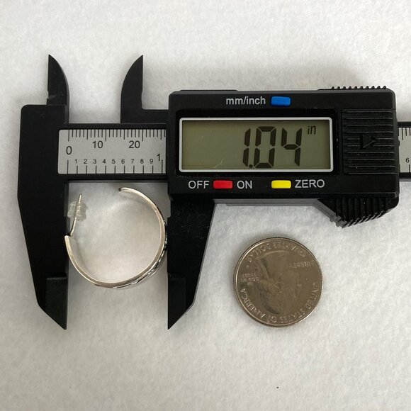 VTG Sterling Silver 925 Taxco Mexico Infinity 10MM Wide 1" Hoop Earrings - Picture 13 of 16